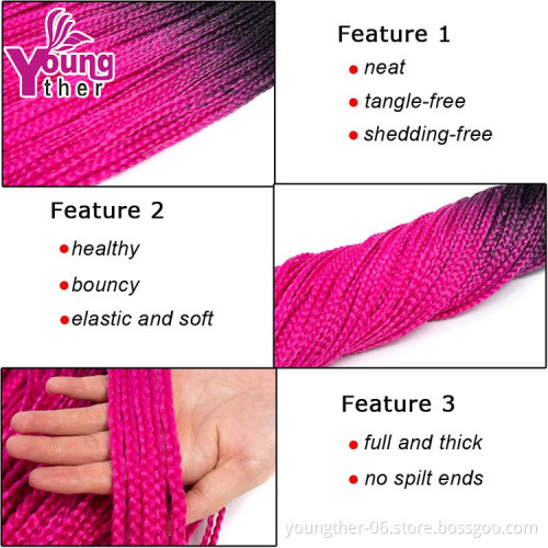 High Temperature Fiber Synthetic Wholesale Box Braids Crochet Twist Synthetic Hair For Braiding